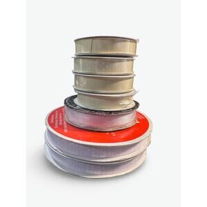 7-Piece Pink & White Ribbon Lot – Grosgrain & Satin Rolls